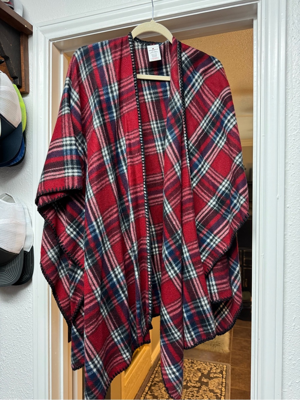 Woolrich Red Plaid Cape Wrap